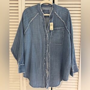 Aerie Women’s Blue Button Down Oversized Shirt XS NWT